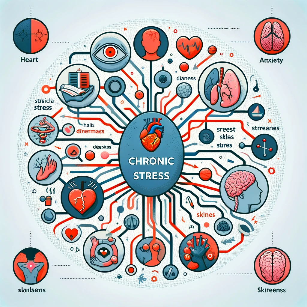 Graphique montrant le lien entre stress chronique et maladies