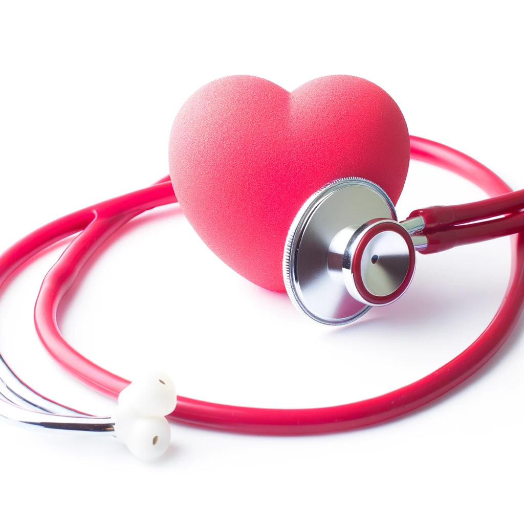 Un cœur avec un stéthoscope enroulé autour, symbolisant les avantages pour la santé physique.