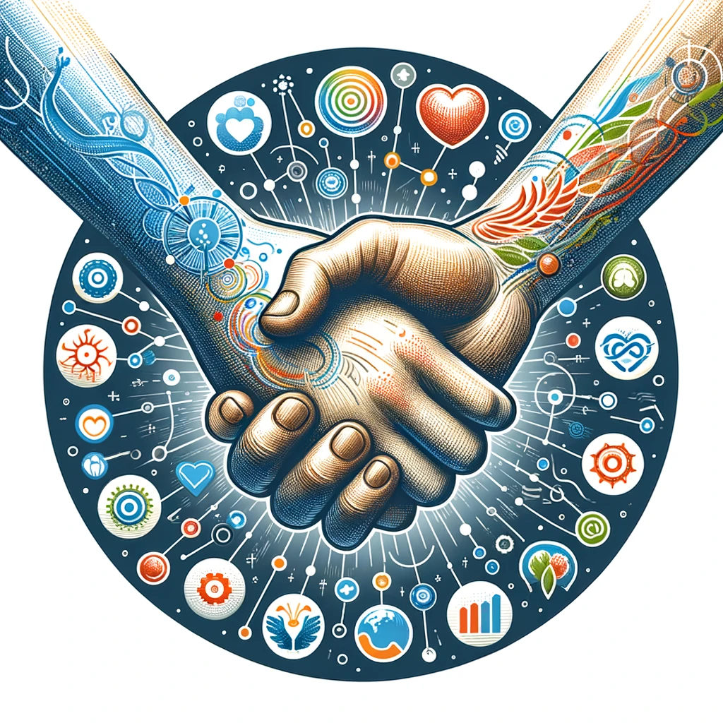Deux mains se tenant, représentant des connexions sociales fortes et saines.
